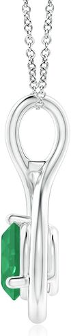 Angara Natural Solitaire Round Emerald Infinity Twist قلادة في الفضة / 14K الذهب الصلب / البلاتين | قد يكون الولادة ، عيد ميلاد ، المشاركة ، الذكرى السنوية ، هدية مجوهرات الزفاف للنساء in Saudi Arabia