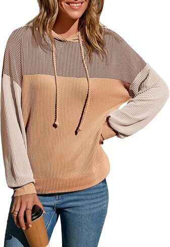 Hoodies Dokotoo للنساء بلوك بلوك من النوع الثقيل ذو الأكمام الطويلة ذات الأكمام الطويلة. in Saudi Arabia