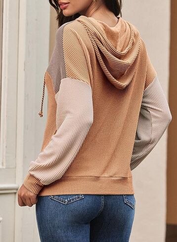 Hoodies Dokotoo للنساء بلوك بلوك من النوع الثقيل ذو الأكمام الطويلة ذات الأكمام الطويلة. in Saudi Arabia