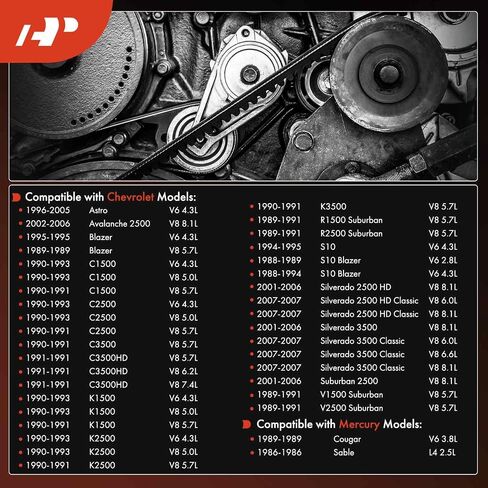 A -Premium Engine Serpentine Drive Belt متوافق مع Chevy ، GMC ، Ford ، Volvo & Cadillac Cars - Silverado 2500 HD ، Suburban 2500 ، Blazer ، Sierra 3500 ، Yukon XL 2500 ، Taurus ، XC60 ، XC90 ، & More in Saudi Arabia