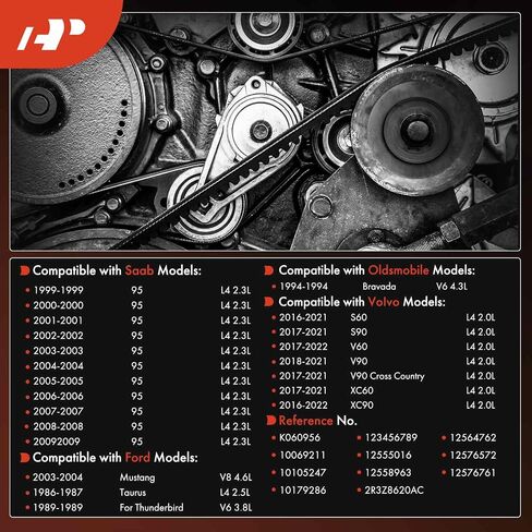 A -Premium Engine Serpentine Drive Belt متوافق مع Chevy ، GMC ، Ford ، Volvo & Cadillac Cars - Silverado 2500 HD ، Suburban 2500 ، Blazer ، Sierra 3500 ، Yukon XL 2500 ، Taurus ، XC60 ، XC90 ، & More in Saudi Arabia