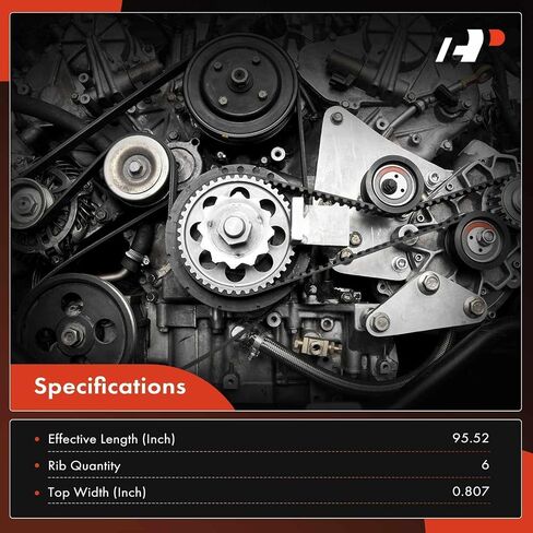 A -Premium Engine Serpentine Drive Belt متوافق مع Chevy ، GMC ، Ford ، Volvo & Cadillac Cars - Silverado 2500 HD ، Suburban 2500 ، Blazer ، Sierra 3500 ، Yukon XL 2500 ، Taurus ، XC60 ، XC90 ، & More in Saudi Arabia