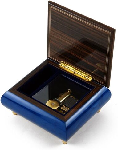Radiant Blue Musical Jewelry Box with Double Heart and Red Rose Inlay - Music Box with Small Compartment - Small Music Box - Many Songs to Choose - On The Wings of Love in Saudi Arabia