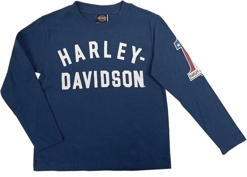 Harley-Davidson Little Boys' #1 Super Soft Long Sleeve Toddler Tee - Navy Blue in Kuwait