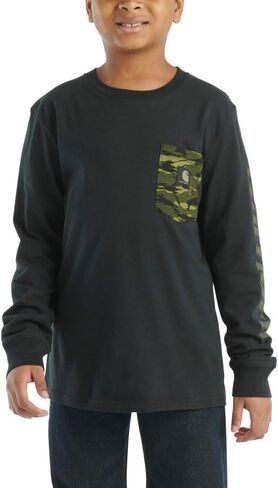 قميص جيب Carhartt Kid CA6597 منذ فترة طويلة - الأولاد - 6 طفل - كافيار أسود in Saudi Arabia