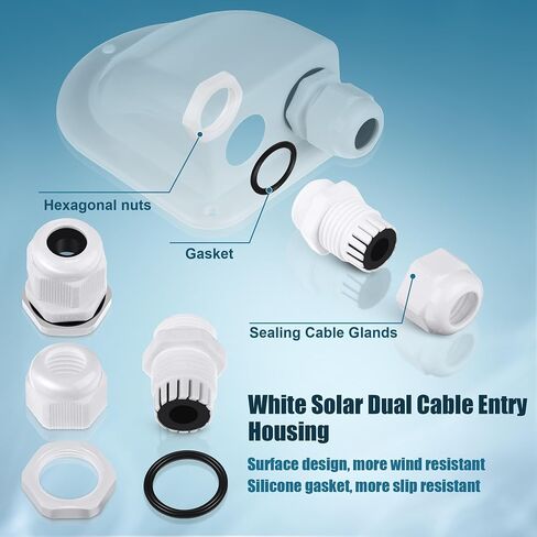 Enhon 2 Pack Solar Cable Entry Gland, Weather Resistant Solar Gland, Dual Cable Entry Housing for All Types 3mm² to 10mm² RV, Caravan, Marine, Boat, Cabin (White) in Saudi Arabia