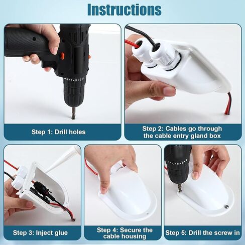 Enhon 2 Pack Solar Cable Entry Gland, Weather Resistant Solar Gland, Dual Cable Entry Housing for All Types 3mm² to 10mm² RV, Caravan, Marine, Boat, Cabin (White) in Saudi Arabia