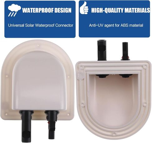 ZOOKOTO ABS UV Resistance Dual Cable Entry Housing Photovoltaic Connector Waterproof Box for Solar Project on Rv, Boat,Camper,Van, Weatherproof (Black Entry Gland) in Kuwait