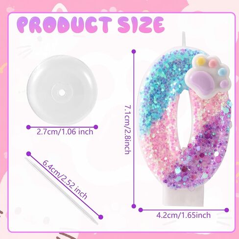 Dog and Cat Paw Number Candle for Cake, Cartoon Birthday Candle Kitten Dog Themed Number Cake Topper with Base & Supporting Stick for Puppy Kitten Lovers Party Decoration Supplies (2) in Saudi Arabia