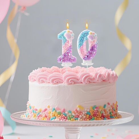 Dog and Cat Paw Number Candle for Cake, Cartoon Birthday Candle Kitten Dog Themed Number Cake Topper with Base & Supporting Stick for Puppy Kitten Lovers Party Decoration Supplies (2) in Saudi Arabia