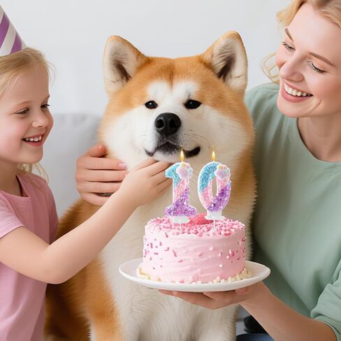 Dog and Cat Paw Number Candle for Cake, Cartoon Birthday Candle Kitten Dog Themed Number Cake Topper with Base & Supporting Stick for Puppy Kitten Lovers Party Decoration Supplies (2) in Saudi Arabia