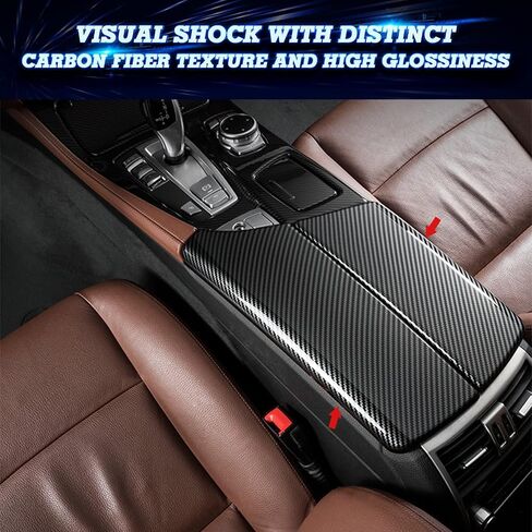 x xotic tech Car Interior Center Armrest Box Cover, Carbon Fiber Pattern Console Storage Box Protector Cap Trim Compatible with BMW 5 Series F10 F11 2010-2017 in Saudi Arabia