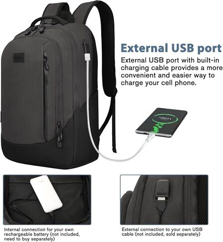 Goloni 15.6 Travel Laptop Backpack with USB Charging Port, Men Man Women Back Pack,Work,Casual College,High Schol Book Bag for Teens Lightweight Waterproof Casual Notebook Bag,Black in Kuwait