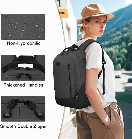 Goloni 15.6 Travel Laptop Backpack with USB Charging Port, Men Man Women Back Pack,Work,Casual College,High Schol Book Bag for Teens Lightweight Waterproof Casual Notebook Bag,Black in Kuwait