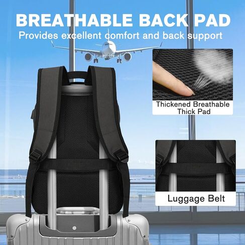 Goloni 15.6 Travel Laptop Backpack with USB Charging Port, Men Man Women Back Pack,Work,Casual College,High Schol Book Bag for Teens Lightweight Waterproof Casual Notebook Bag,Black in Kuwait