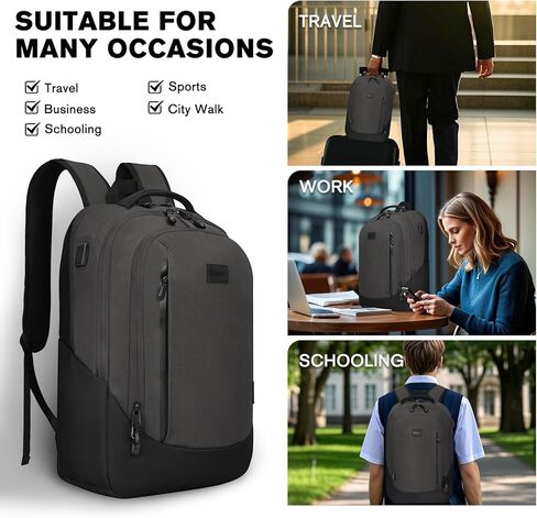 Goloni 15.6 Travel Laptop Backpack with USB Charging Port, Men Man Women Back Pack,Work,Casual College,High Schol Book Bag for Teens Lightweight Waterproof Casual Notebook Bag,Black in Kuwait