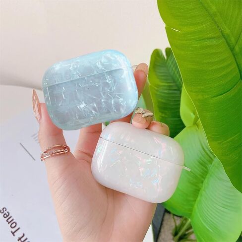Olytop for Cute Glitter Airpods Pro/Pro 2 Gen Case with Cleaner Pen, Shell Pattern iPod Pro 2nd/1st Generation Cover Protective Skin Girl Women with Luxury Bow Keychain 2023/2022/2019 - Colorful Bow in Saudi Arabia