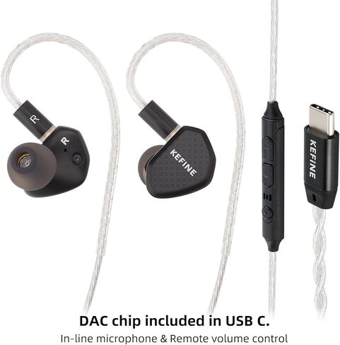 سماعات أذن Kefine Klean SV 10 مم DLC Diaphgram Dynamic Driver، سماعات رأس 1DD داخل الأذن، سماعات أذن IEM سلكية HiFi مع فوهات مزدوجة قابلة للتبديل، تصميم 0.78 2Pin قابل للفصل (فضي، 3.5 مم) in Kuwait