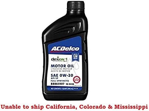 ACDelco 109236 0W-20 dexos1 Gen 2 Full Synthetic Motor Oil 1 Quart (8 pack) in Saudi Arabia