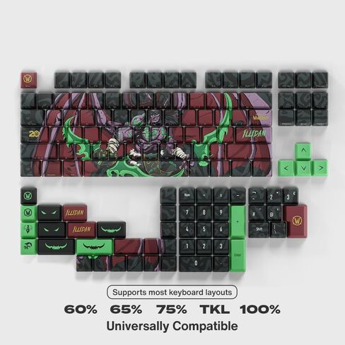 World of Warcraft Illidan Stormrage Full Art Keycap Set PBT Dye Keycaps for Mechanical Gaming Keynshes ، مفاتيح Cherry MX ، طباعة جانبية مخصصة ، دعم ISO ANSI ، تخطيط الولايات المتحدة - مرخص رسميًا in Kuwait