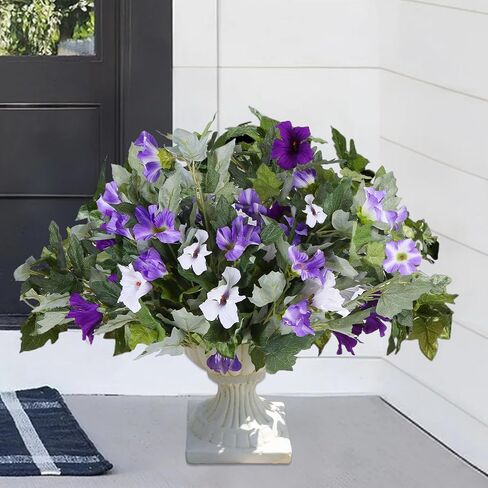 Artificial Flowers for Outdoors, 2 PCS Morning Glory Artificial Flowers, UV Resistant Artificial Outdoor Flowers, Hanging Flowers for Outdoors Faux Plants Outdoor in Saudi Arabia