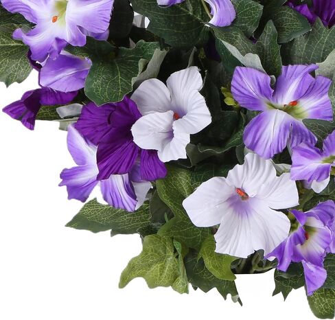 Artificial Flowers for Outdoors, 2 PCS Morning Glory Artificial Flowers, UV Resistant Artificial Outdoor Flowers, Hanging Flowers for Outdoors Faux Plants Outdoor in Saudi Arabia