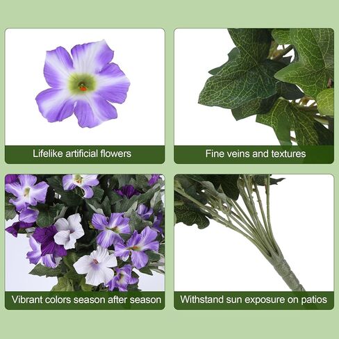 Artificial Flowers for Outdoors, 2 PCS Morning Glory Artificial Flowers, UV Resistant Artificial Outdoor Flowers, Hanging Flowers for Outdoors Faux Plants Outdoor in Saudi Arabia