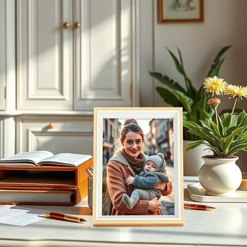 إطار الصورة المزدوج 4 × 6 إطارات الصور العمودية والأفقية ، تقف على سطح المكتب إطار صورة للطي لعرض الطاولة (الحبوب الخشبية ، 4x6-6x4) in Kuwait