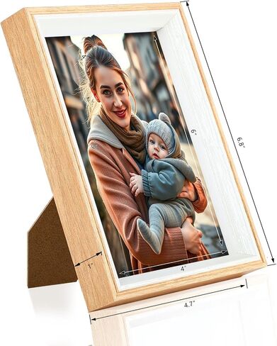 إطار الصورة المزدوج 4 × 6 إطارات الصور العمودية والأفقية ، تقف على سطح المكتب إطار صورة للطي لعرض الطاولة (الحبوب الخشبية ، 4x6-6x4) in Kuwait