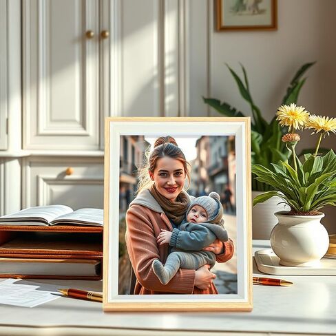 إطار الصورة المزدوج 4 × 6 إطارات الصور العمودية والأفقية ، تقف على سطح المكتب إطار صورة للطي لعرض الطاولة (الحبوب الخشبية ، 4x6-6x4) in Kuwait