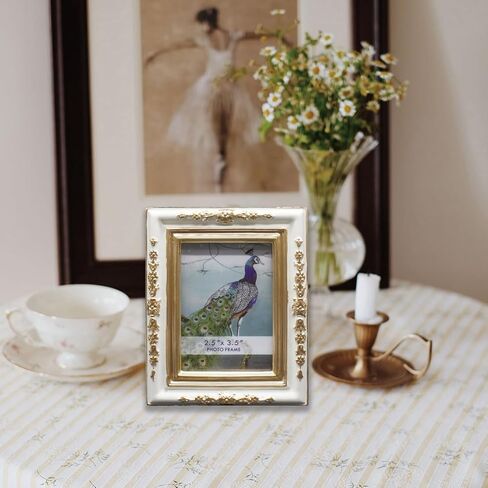 SIKOO Vintage 2.5 x 3.5 Picture Frames Small Wallet Size Picture Frames TableTop and Wall Mount Display Vintage Wall Decor Retro Home Decor Bronze and Blue in Saudi Arabia