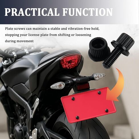 8PCS Motorcycle License Plate Screws,Nylon Motorcycle License Plate Bolts for Fixing Standard Licenses Plates Holder,Universal Licenses Plates Fasteners Exterior Accessories in Kuwait