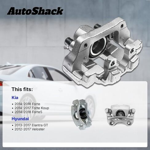 AutoShack Rear Left Brake Caliper Assembly with Bracket Replacement for 2014-2017 Kia Forte Koup 2014-2018 Forte5 2012-2017 Hyundai Veloster 2013-2017 Elantra GT 2.0L FWD Driver Side BC30465 in Saudi Arabia