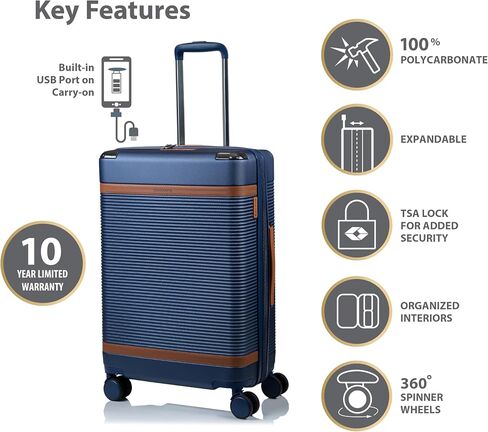 CHAMPS 'VINTAGE III COLLECTION' 3-PIECE EXPANDABLE HARDSIDE SPINNER LUGGAGE SET WITH USB PORT (IVORY) in Kuwait