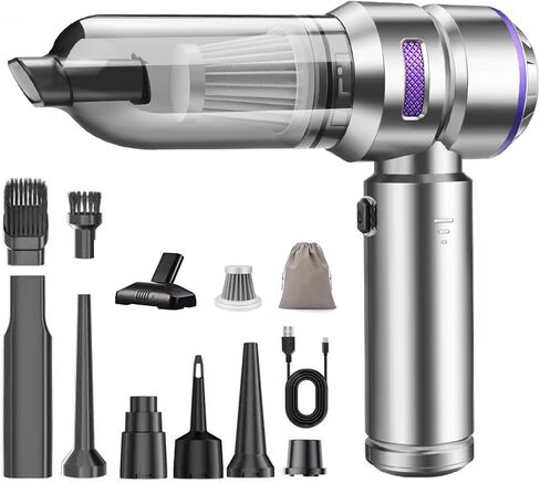 Mini Car Vacuum Cleaner,180000PA 4-in-1 Cordless Handheld Vacuum Cleaner with 6000mAh Battery Brushless Motor Car Vacuum Cleaner Air Duster & Air Blower & Pump for Car,Office and Home Cleaning in Saudi Arabia