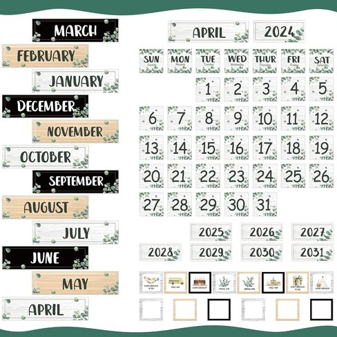 Ctosree 2 Pcs Classroom Monthly Calendar Pocket Chart with 71 Pocket Chart Cards, Daily Schedule Pocket Chart with 26 Double Sided Reusable Cards for Homeschool Preschool(Boho) in Saudi Arabia