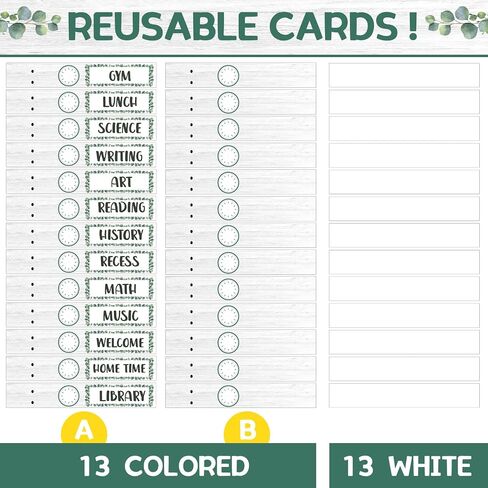Ctosree 2 Pcs Classroom Monthly Calendar Pocket Chart with 71 Pocket Chart Cards, Daily Schedule Pocket Chart with 26 Double Sided Reusable Cards for Homeschool Preschool(Boho) in Saudi Arabia