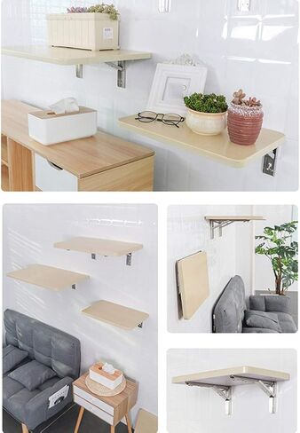 طاولة أوراق قابلة للطي صغيرة مثبتة على الحائط ، طاولة عمل دلو من الخشب العائم in Kuwait