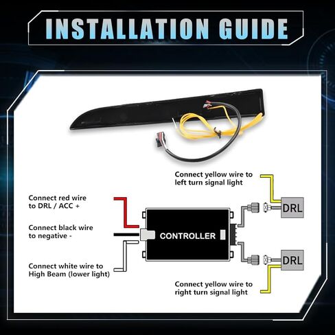 2 PCS Sequential Switchback LED الجانبية الجانبية المصباح الأمامي ضوء النهار للركض ل toyo-ta تاكوما 1996-2002 الاستبدال الوفير الأمامي مصباح أبيض النهار الجري تشغيل Amber LED in Kuwait