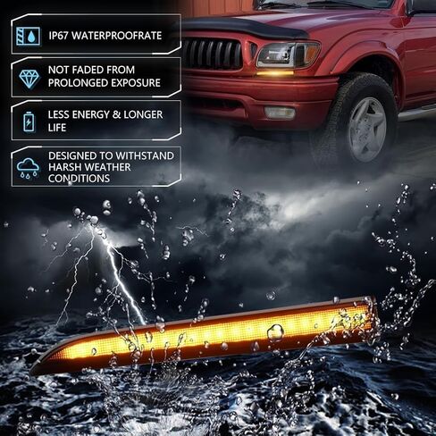 2 PCS Sequential Switchback LED الجانبية الجانبية المصباح الأمامي ضوء النهار للركض ل toyo-ta تاكوما 1996-2002 الاستبدال الوفير الأمامي مصباح أبيض النهار الجري تشغيل Amber LED in Kuwait