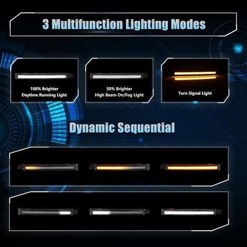 2 PCS Sequential Switchback LED الجانبية الجانبية المصباح الأمامي ضوء النهار للركض ل toyo-ta تاكوما 1996-2002 الاستبدال الوفير الأمامي مصباح أبيض النهار الجري تشغيل Amber LED in Kuwait