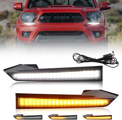 2 PCS Sequential Switchback LED Front Side Marker Headlight Daytime Running Light for Toyo-ta Tacoma 1996-2002 Replacement Front Bumper White Daytime Running Lamp Amber Led Light in Saudi Arabia