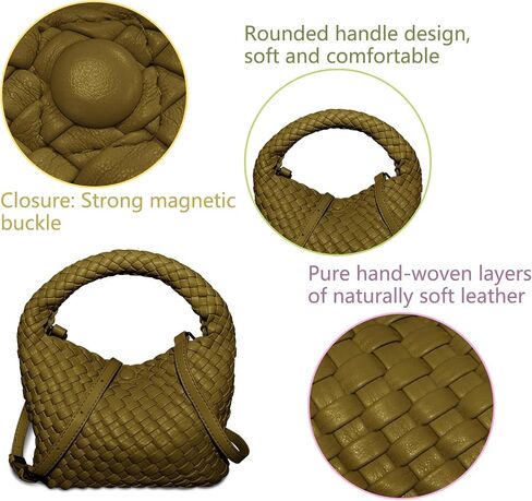 Women's Woven Purse, Small Crossbody Tote Bag with Adjustable Shoulder Strap,Top Handle Handbags for Work/Travel/Daily Use in Saudi Arabia