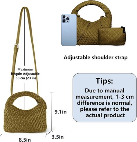 Women's Woven Purse, Small Crossbody Tote Bag with Adjustable Shoulder Strap,Top Handle Handbags for Work/Travel/Daily Use in Saudi Arabia