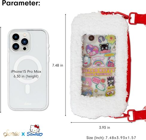 Sonix x Sanrio Plush Phone Wallet - Fuzzy Character Crossbody Bag, Furry Phone Bag, Universal Smartphone Purse - Hello Kitty in Kuwait