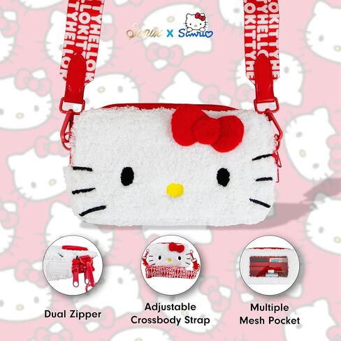 Sonix x Sanrio Plush Phone Wallet - Fuzzy Character Crossbody Bag, Furry Phone Bag, Universal Smartphone Purse - Hello Kitty in Kuwait