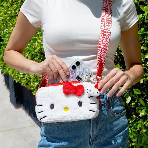 Sonix x Sanrio Plush Phone Wallet - Fuzzy Character Crossbody Bag, Furry Phone Bag, Universal Smartphone Purse - Hello Kitty in Kuwait