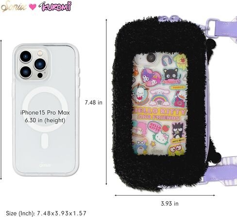 Sonix x Sanrio Plush Phone Wallet - Fuzzy Character Crossbody Bag, Furry Phone Bag, Universal Smartphone Purse - Hello Kitty in Kuwait