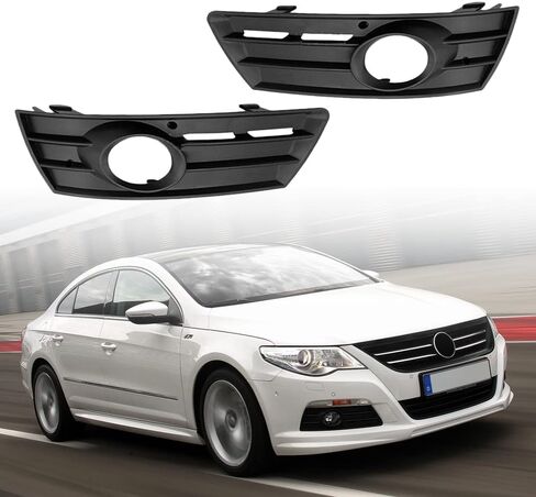 Front Bumper Fog Light Grille for Volkswagen CC 2008 2009 2010 2011 2012 3C8853665C 3C8853666C(Black-Left) in Saudi Arabia