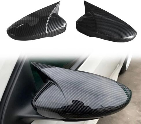 2PCS الخلفية غطاء مرآة غطاء ألياف الكربون/يسار أسود+يمين ل Skoda Octavia MK3 A7 5E 2014 2015 2017 2018 2018 2020 (Carbon Fiber Black) in Saudi Arabia